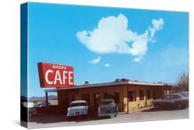 Shops Cafe, Roadside Retro-null-Stretched Canvas