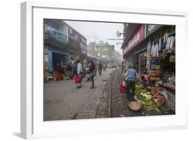 Shops Display Products Arriving Thanks to the Indian Railways, Darjeeling, India-Roberto Moiola-Framed Photographic Print