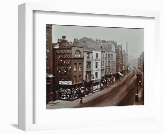 Shops on Bishopsgate, London, October 1909-null-Framed Photographic Print