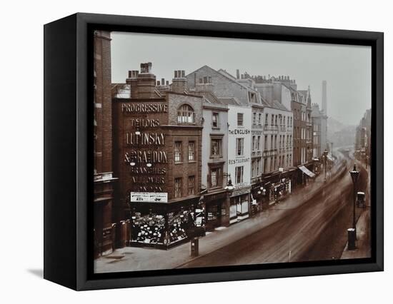 Shops on Bishopsgate, London, October 1909-null-Framed Stretched Canvas