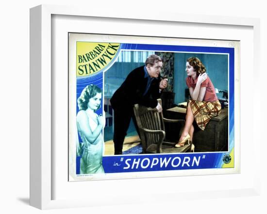 Shopworn, from Left, Joe Sawyer, Barbara Stanwyck, 1932-null-Framed Art Print