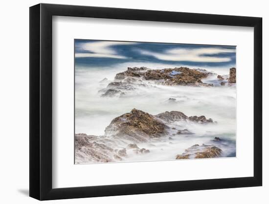 Shore Acres State Park, Oregon, USA. Blur of waves flowing over rocks.-Emily Wilson-Framed Photographic Print