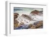 Shore Acres State Park, Oregon, USA. Blur of waves flowing over rocks.-Emily Wilson-Framed Photographic Print