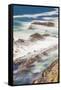 Shore Acres State Park, Oregon, USA. Blur of waves flowing over rocks.-Emily Wilson-Framed Stretched Canvas