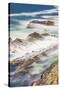 Shore Acres State Park, Oregon, USA. Blur of waves flowing over rocks.-Emily Wilson-Stretched Canvas