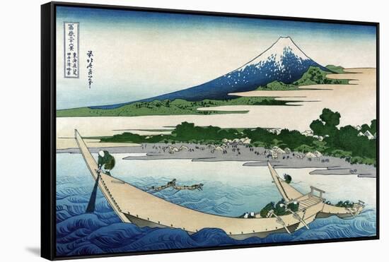 Shore of Tago Bay, Ejiri at Tokaido-Katsushika Hokusai-Framed Stretched Canvas