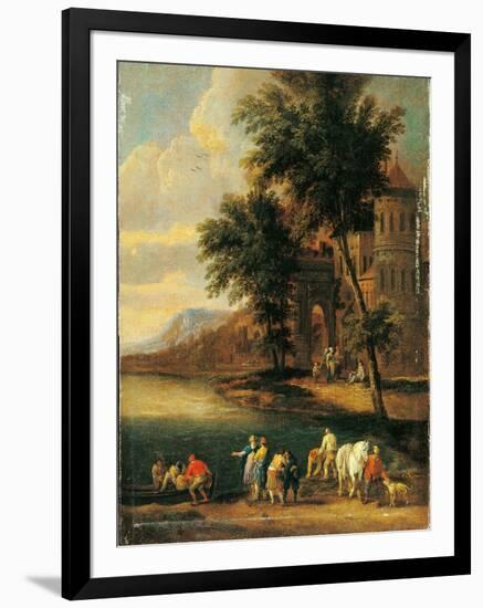 Shore with Figures and a Church-Peeter Adriaen (Bout Boudewijns) Frans-Framed Art Print