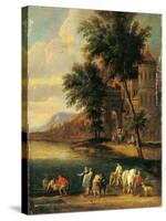 Shore with Figures and a Church-Peeter Adriaen (Bout Boudewijns) Frans-Stretched Canvas