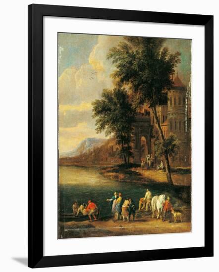 Shore with Figures and a Church-Peeter Adriaen (Bout Boudewijns) Frans-Framed Art Print