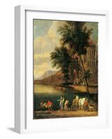 Shore with Figures and a Church-Peeter Adriaen (Bout Boudewijns) Frans-Framed Art Print