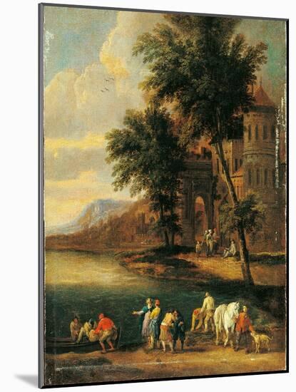 Shore with Figures and a Church-Peeter Adriaen (Bout Boudewijns) Frans-Mounted Art Print