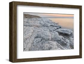 Shore with salt crystalized formation at dusk, The Dead Sea, Jordan, Middle East-Francesco Fanti-Framed Photographic Print