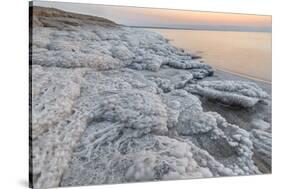 Shore with salt crystalized formation at dusk, The Dead Sea, Jordan, Middle East-Francesco Fanti-Stretched Canvas