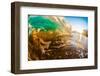 Shorebreak Sunrise-Breaking ocean wave, Kauai, Hawaii-Mark A Johnson-Framed Photographic Print