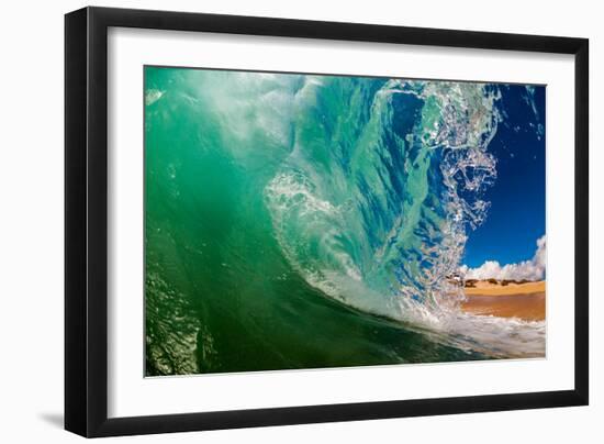 Shorebreak wave, Baja California Sur, Mexico-Mark A Johnson-Framed Photographic Print