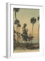 Shoreline view of Indian River with Palm Trees, Florida - Florida-Lantern Press-Framed Art Print