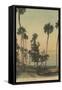 Shoreline view of Indian River with Palm Trees, Florida - Florida-Lantern Press-Framed Stretched Canvas