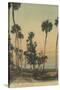 Shoreline view of Indian River with Palm Trees, Florida - Florida-Lantern Press-Stretched Canvas