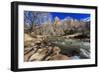 Shores of the Virgin River and Winter Trees, Pa'Rus Trail, Zion National Park, Utah, Usa-Eleanor Scriven-Framed Photographic Print