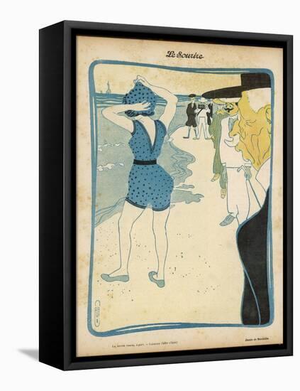 Short Swimming Costume Attracts Attention on the Beach-Roubille-Framed Stretched Canvas