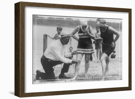 Short Swimsuits - Pewaukee Lake, Wisconsin - Vintage-Lantern Press-Framed Art Print