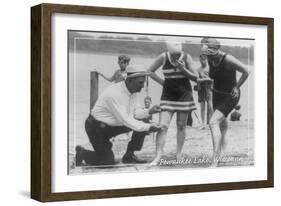 Short Swimsuits - Pewaukee Lake, Wisconsin - Vintage-Lantern Press-Framed Art Print