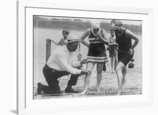 Short Swimsuits - Pewaukee Lake, Wisconsin - Vintage-Lantern Press-Framed Art Print