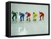 Short Track Speed Skaters at the Starting Line-Steven Sutton-Framed Stretched Canvas