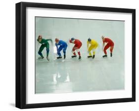 Short Track Speed Skaters at the Starting Line-Steven Sutton-Framed Photographic Print