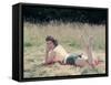 Shorts and Long Grass-Charles Woof-Framed Stretched Canvas