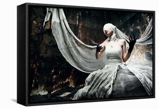 Shot Of A Twilight Girl In White Dress. Halloween, Horror-prometeus-Framed Stretched Canvas