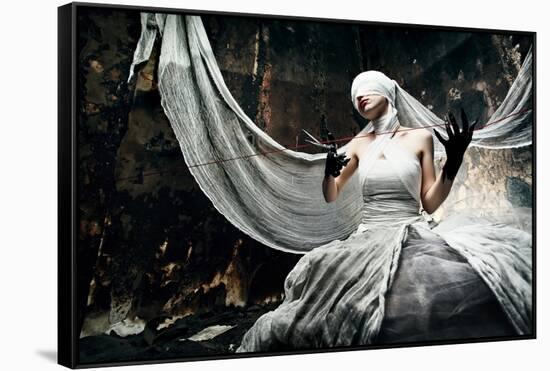 Shot Of A Twilight Girl In White Dress. Halloween, Horror-prometeus-Framed Stretched Canvas