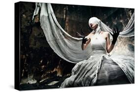 Shot Of A Twilight Girl In White Dress. Halloween, Horror-prometeus-Stretched Canvas