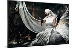 Shot Of A Twilight Girl In White Dress. Halloween, Horror-prometeus-Mounted Art Print