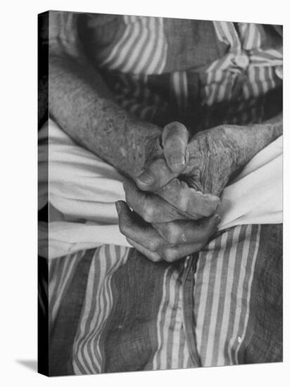 Shot of Hands Belonging to an Old Woman-Carl Mydans-Stretched Canvas