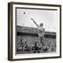 Shot Putter Francis Delaney in Mid-Throw in an Attempt to Qualify During the U.S. Olympic Tryouts-Ed Clark-Framed Premium Photographic Print