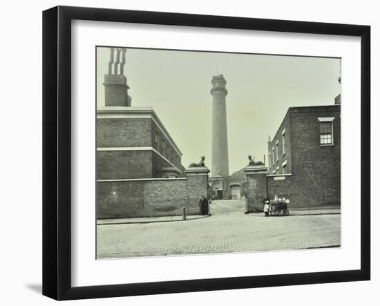 Shot Tower, Gates with Sphinxes, and Milk Cart, Belvedere Road, Lambeth, London, 1930-null-Framed Premium Photographic Print