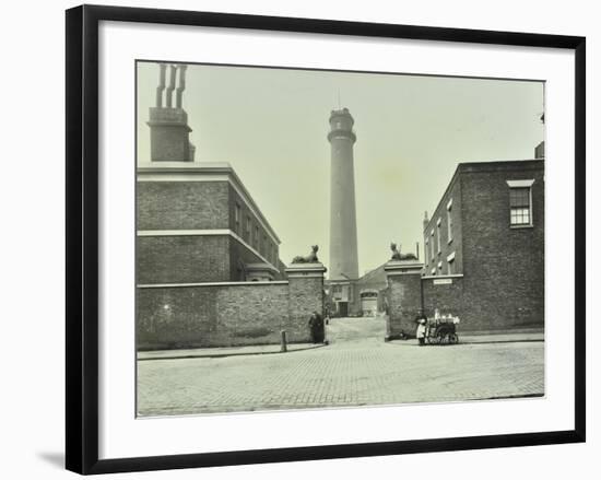 Shot Tower, Gates with Sphinxes, and Milk Cart, Belvedere Road, Lambeth, London, 1930-null-Framed Photographic Print