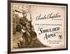 SHOULDER ARMS, on left: Charles Chaplin (aka 'Charlie Chaplin') on Title Card, 1918.-null-Framed Art Print