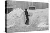 Shoveling snow, Clinton Gilbert farm, Vermont, 1940-Marion Post Wolcott-Stretched Canvas