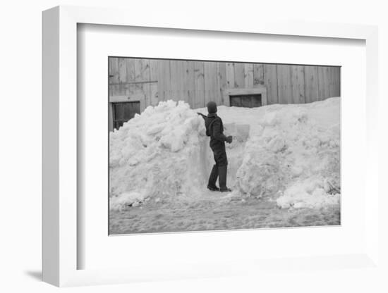 Shoveling snow, Clinton Gilbert farm, Vermont, 1940-Marion Post Wolcott-Framed Photographic Print