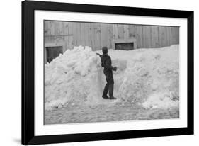 Shoveling snow, Clinton Gilbert farm, Vermont, 1940-Marion Post Wolcott-Framed Photographic Print