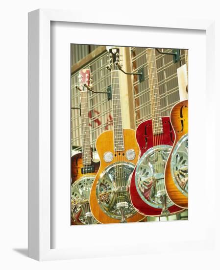 Showcase Displaying Dobro Resonating Guitars-Barry Winiker-Framed Photographic Print