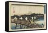 Shower at Nihonbashi Bridge, 1832-1839-Utagawa Hiroshige-Framed Stretched Canvas