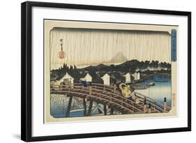 Shower at Nihonbashi Bridge, 1832-1839-Utagawa Hiroshige-Framed Giclee Print