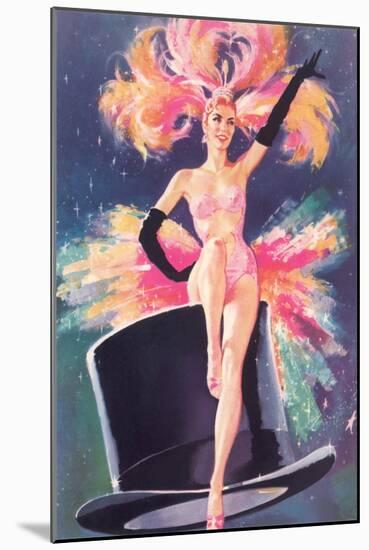 Showgirl on Top Hat-null-Mounted Art Print