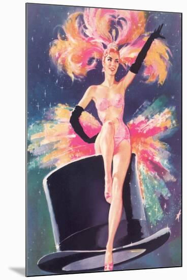 Showgirl on Top Hat-null-Mounted Art Print