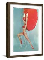 Showgirl with Red Feathers, Retro-null-Framed Art Print