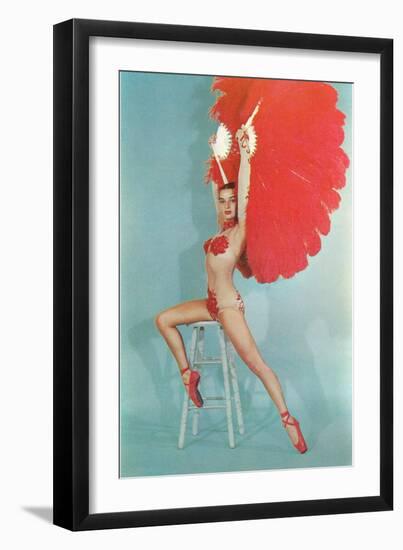 Showgirl with Red Feathers, Retro-null-Framed Art Print