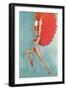 Showgirl with Red Feathers, Retro-null-Framed Art Print